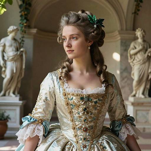 Baroque Elegance: Detailed Woman Portrait