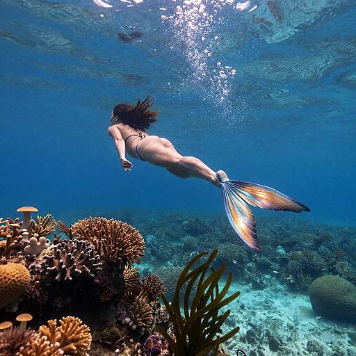 Elegant Human-Fish in Crystal Ocean