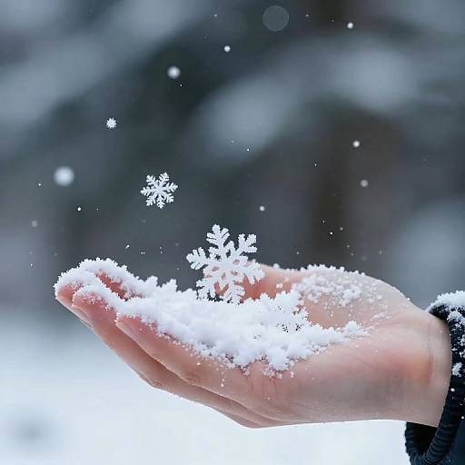 Serene Winter Snowflake Hand Scene
