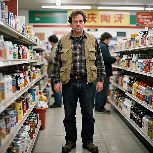 Man in Flannel at Convenience Store