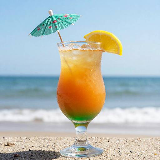 Tropical Beach Cocktail with Lemon Slice