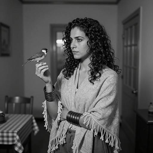 Woman Holding Small Bird Indoors