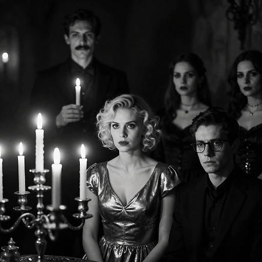 Dramatic Gothic Scene in Black-and-White