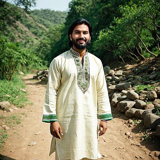 Indian Man in Traditional Kurta Outdoors