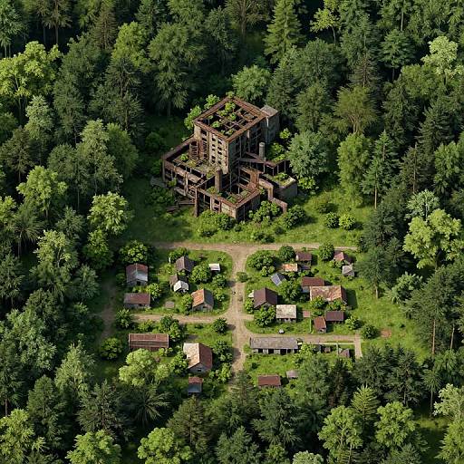 Realistic Village Map with Abandoned Factory
