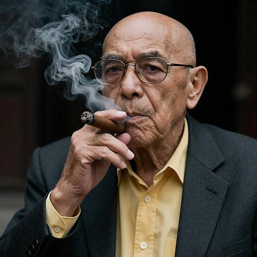 Elderly Man Smoking Cigar