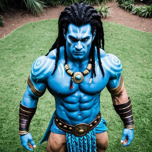 Muscular Jake Sully Cosplay Overhead Shot