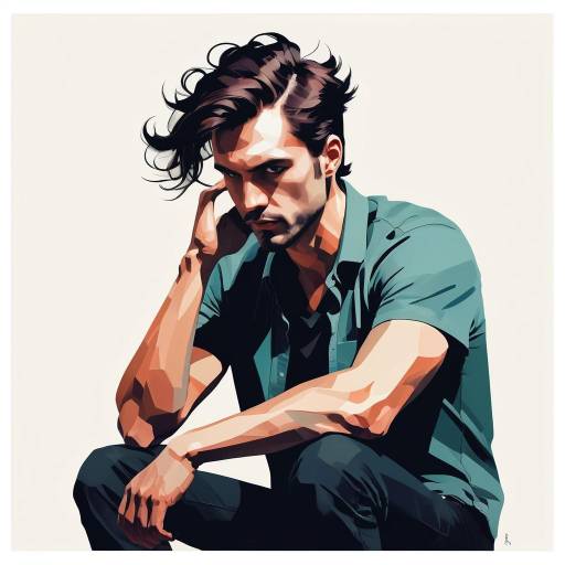 Contemplative Minimalist Man Illustration Contemplative Minimalist Man Illustration