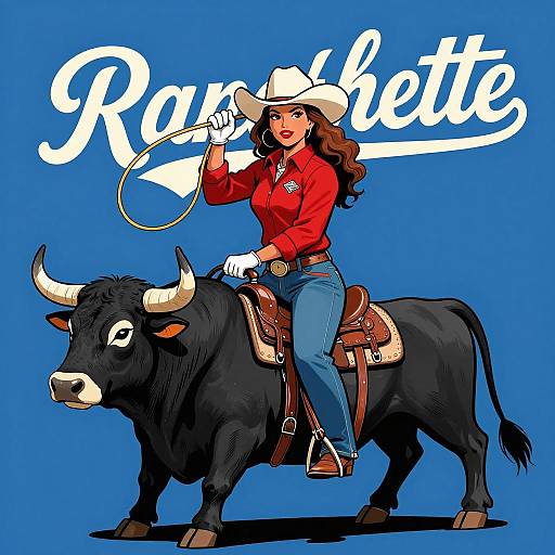 Bold Rancherette Riding a Bull