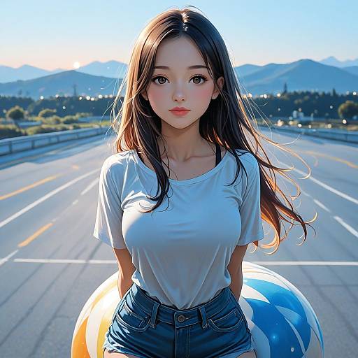 Girl Riding Large Ball Realism