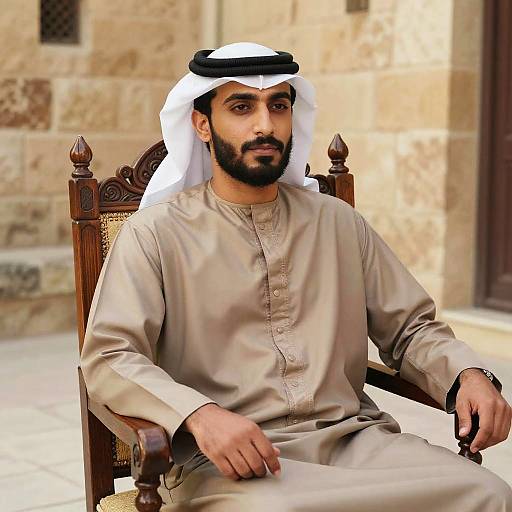 Handsome Arab Man on Ornate Chair