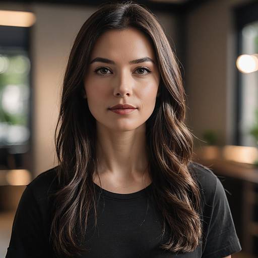 Portrait of Young Woman with Dark Brown Hair
