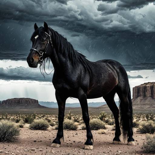 Comic Book Stallion in Stormy Desert Comic Book Stallion in Stormy Desert