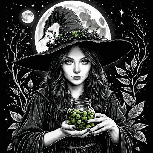 Witchy Girl in Neo-Traditional Style