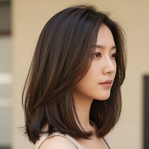 Elegant Semi-Long Layered Crop Hairstyle