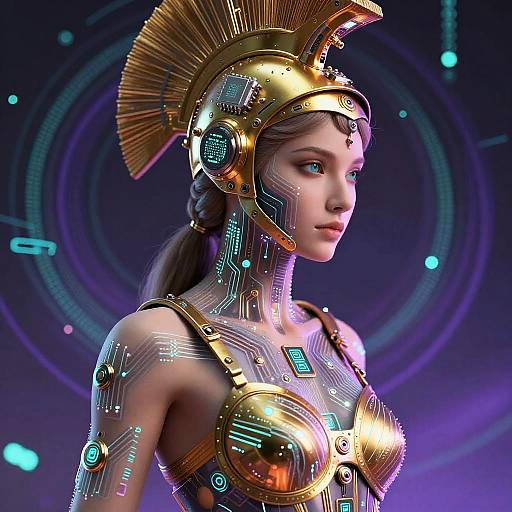 Cybernetic Athena in Synthwave Style