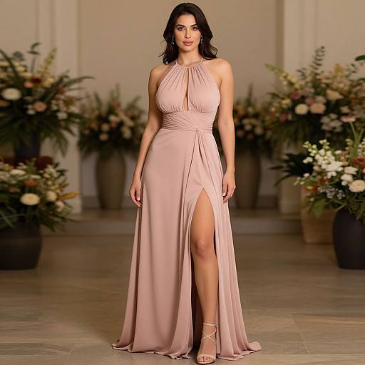 Elegant Woman in Dusty Rose Gown