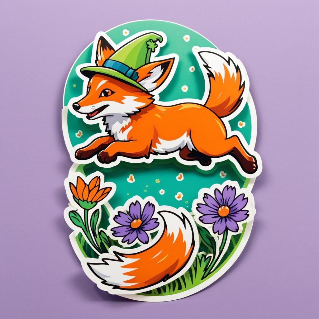 Whimsical Fox Leaping for a Butterfly