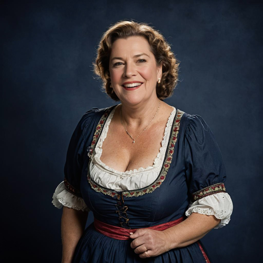 Laughing Woman in Bavarian Dirndl Dress