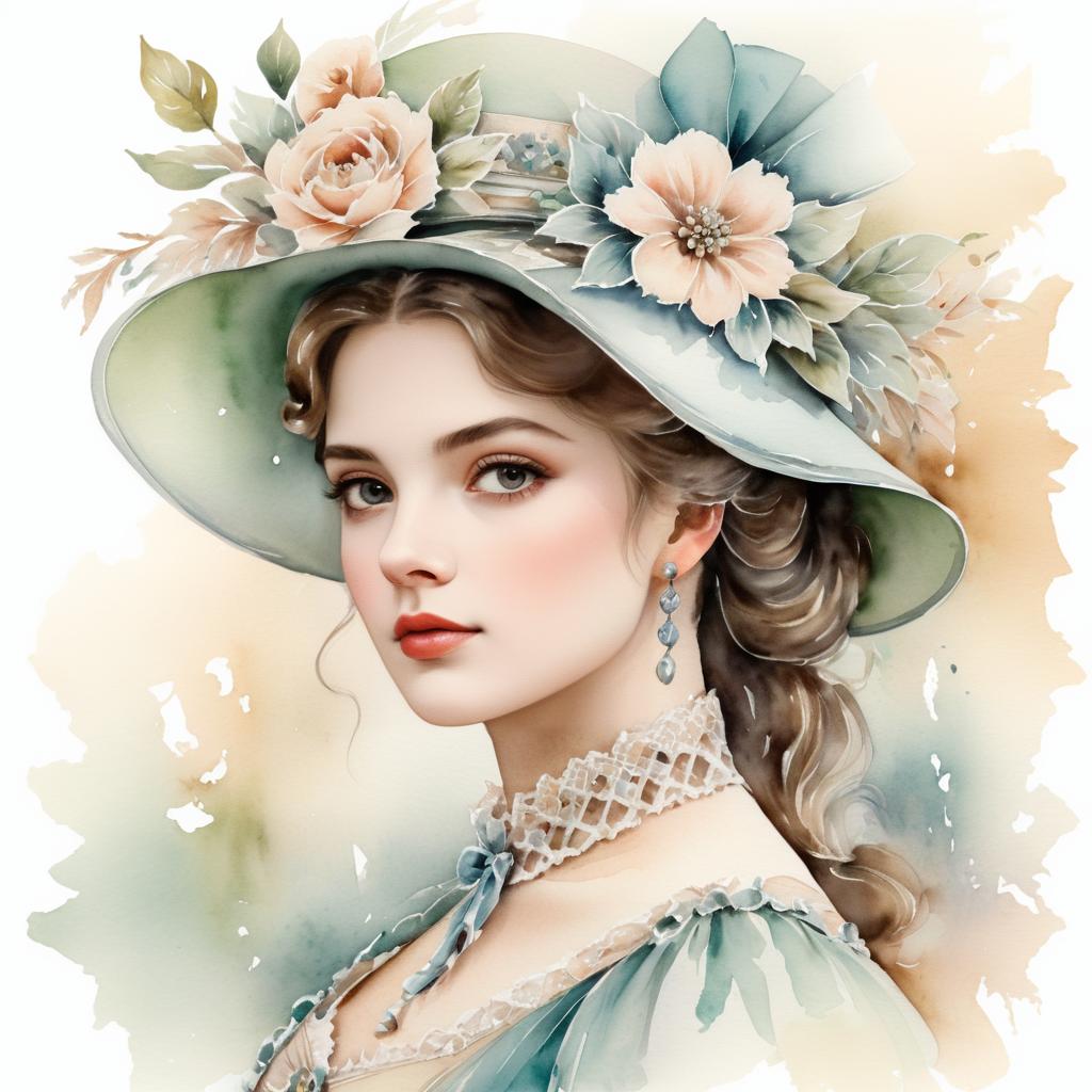 Elegant Victorian Woman in Watercolor