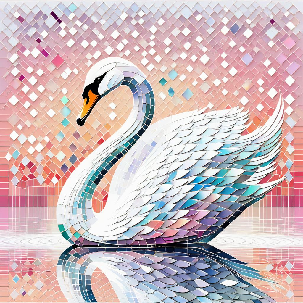 Elegant Mosaic Swan Digital Artwork