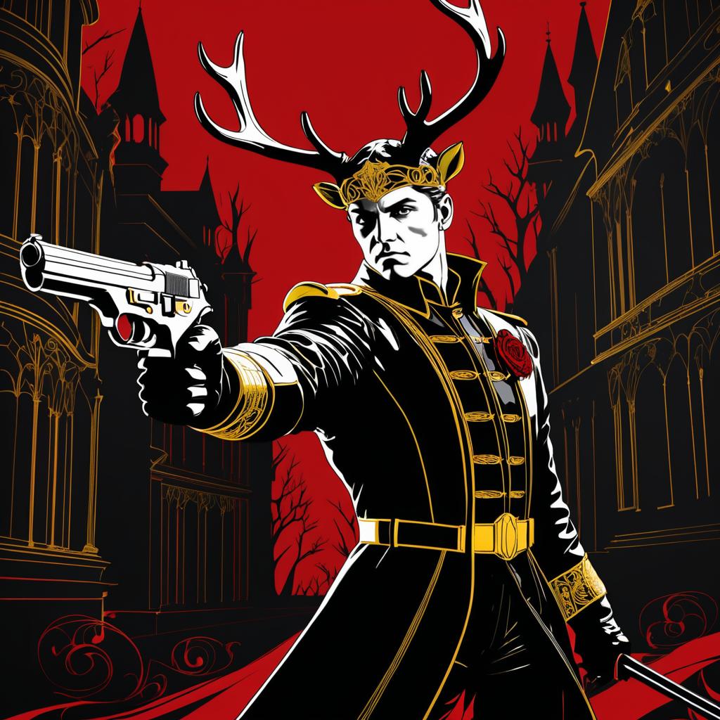 Vampire Tale: Antlered Policeman Illustration