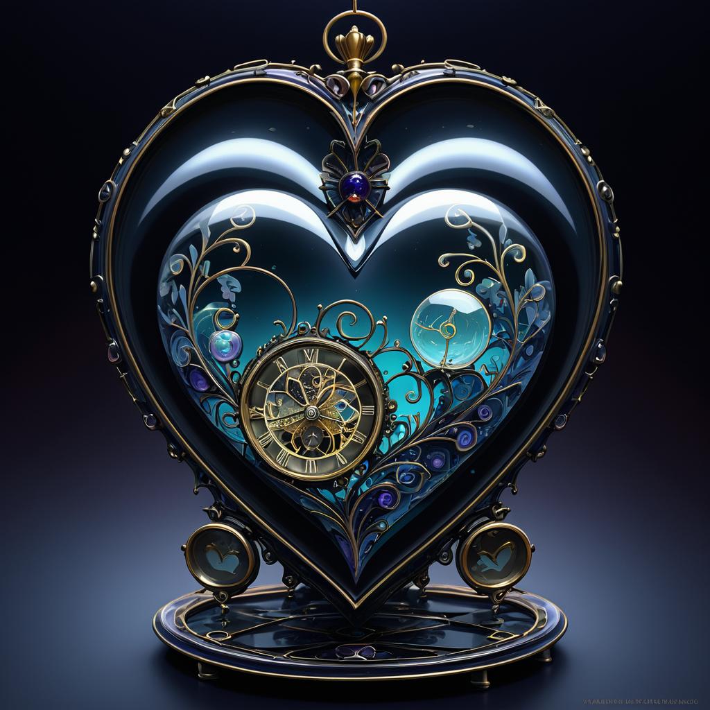 Elegant Clockwork Heart in Glass