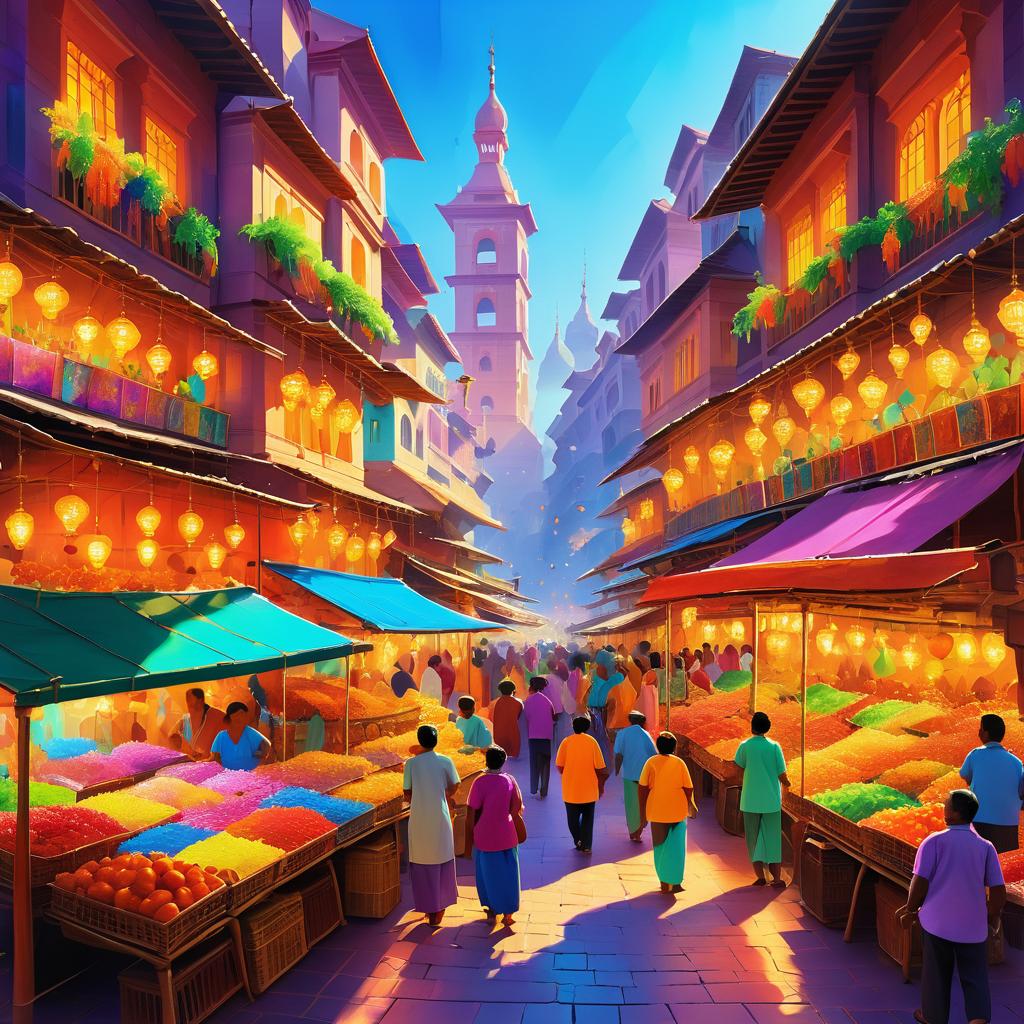 Vibrant Pixar-Inspired Market Scene