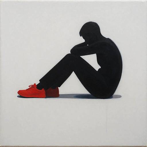 Minimalist Reclining Silhouette with Red Sneakers