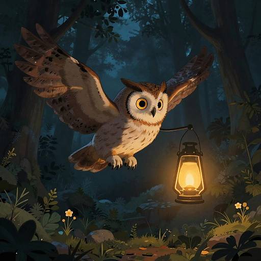Whimsical Flying Owl Lantern
