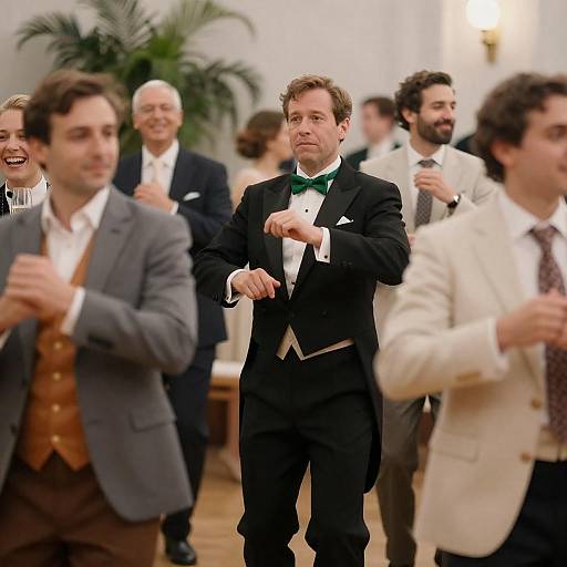 Energetic Dance Party in Formal Wear