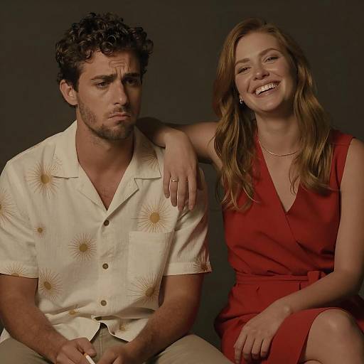 Contrasting Emotions of Seated Couple