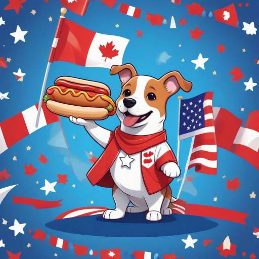 Patriotic Cartoon Dog with Hotdog