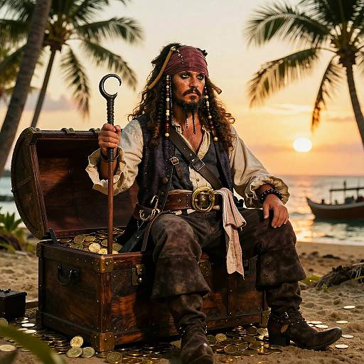 Fat Pirate Swashbuckler on Treasure Chest