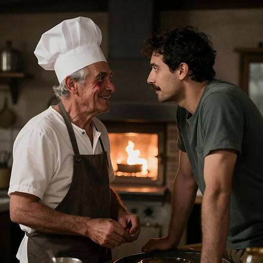 Candid Kitchen Moments: A Rustic Encounter