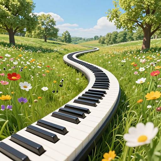 Magical Meadow with Musical Piano Keys