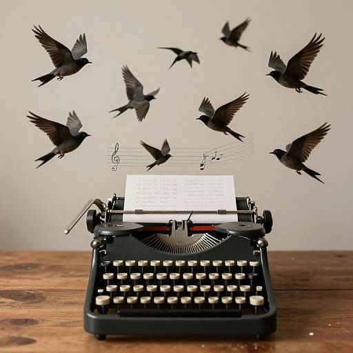 Vintage Typewriter and Dark Birds
