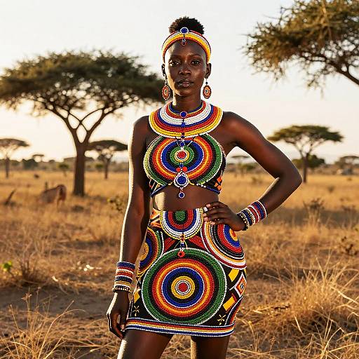 Sunlit African Woman in Traditional Beadwork