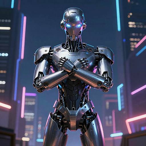 Cyberpunk Android with Crossed Arms