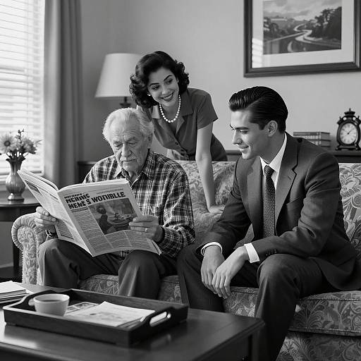 Vintage Living Room Family Portrait