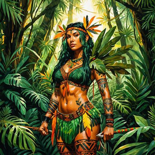 Tribal Woman in Tropical Rainforest