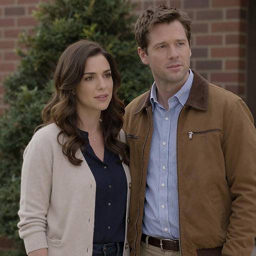 Man and Woman Standing Together Outdoors