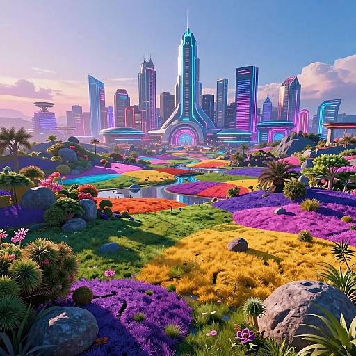 Surreal Futuristic Neon Landscape