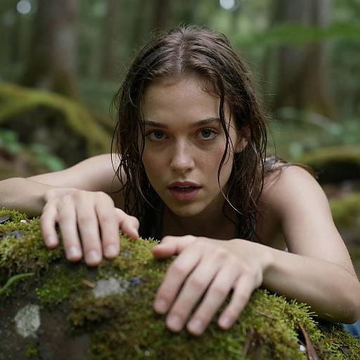 Intense Gaze of a Forest Woman