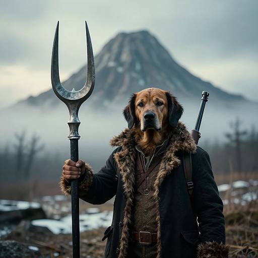 Cinematic Ranger in Misty Winter Landscape