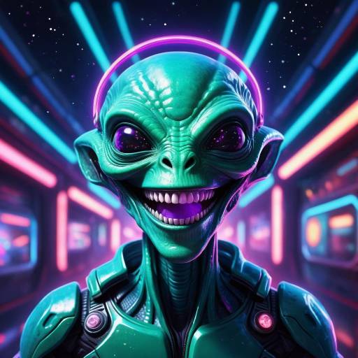 Neon Smiles of a Grinning Alien