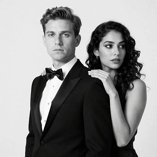 Elegant Black-and-White Couple Portrait