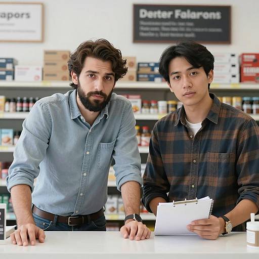 Two Men Working in Retail Store
