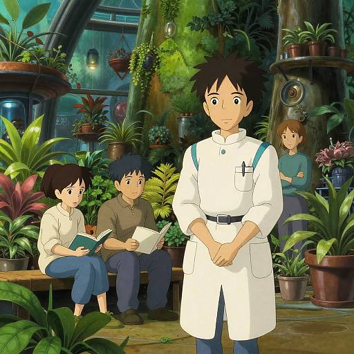 Futuristic Botanical Garden with Researchers