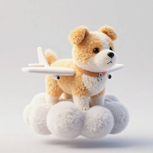 Minimalistic Fluffy Dog Flying Plane